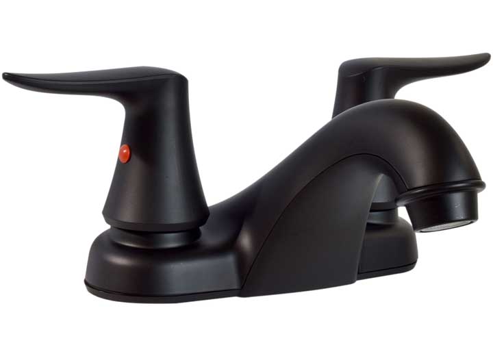 Valterra Products LLC CATALINA 2-HANDLE LOW ARC LAVATORY FAUCET, MATTA BLK W/MATTE BLK BLADE LEVER HANDLES