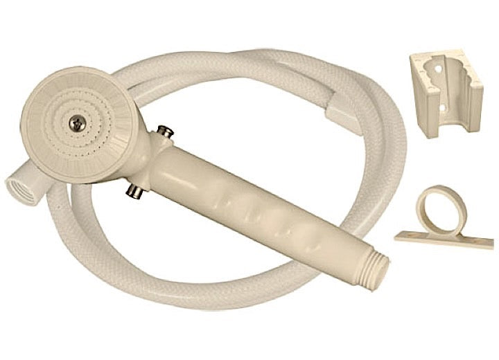 Valterra Products LLC SHOWER HEAD KIT, TRICKLE SHUT-OFF, 60IN HOSE, BISCUIT