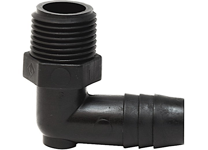 Valterra Products LLC ELBOW MALE ADAPTER, 90 DEGREES 3/8IN MPT X 1/2IN BARB