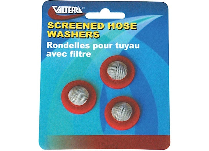 Valterra Products LLC HOSE WASHERS WITH SCREEN, RED, 3 PER CARD