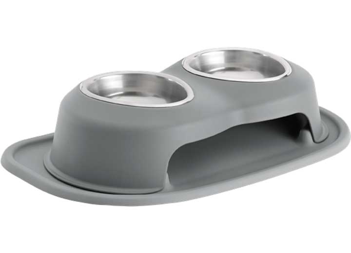 WeatherTech PET FEEDING SYSTEM DOUBLE HIGH 16 OZ 4IN STAINLESS BOWL DARK GREY