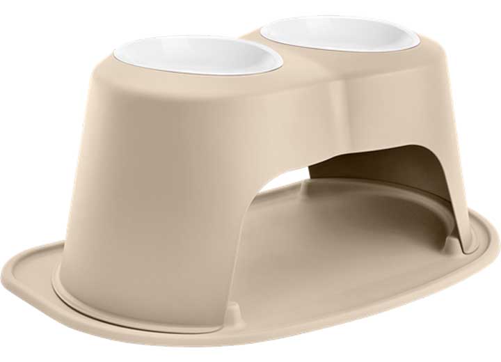 WeatherTech PET FEEDING SYSTEM DOUBLE HIGH 64 OZ 10IN POLY BOWL TAN