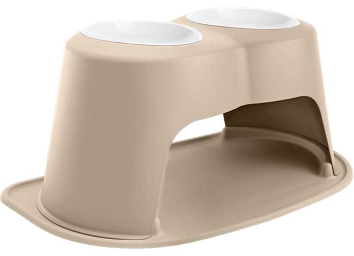 WeatherTech PET FEEDING SYSTEM DOUBLE HIGH 96 OZ 14IN POLY BOWL TAN