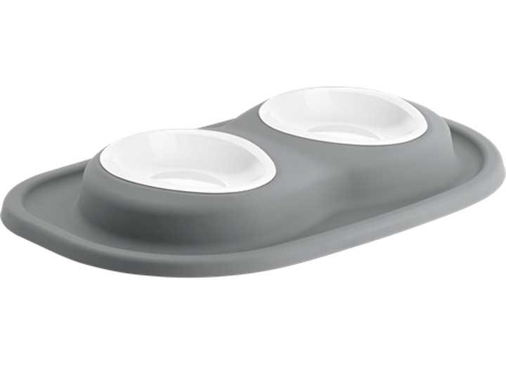 WeatherTech PET FEEDING SYSTEM DOUBLE LOW 8 OZ 1IN POLY BOWL DARK GREY