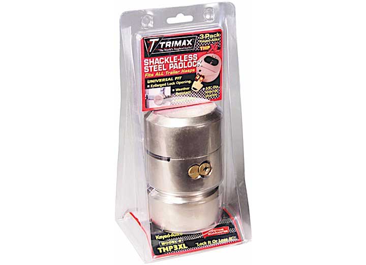 Trimax Locks Trimax Hockey Puck Keyed Alike Internal Shackle Door Lock - 3 Pack