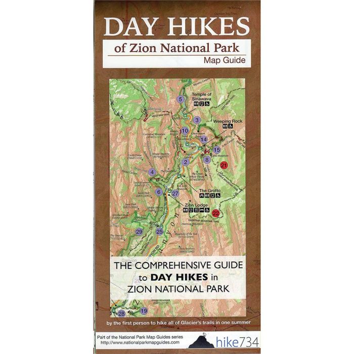 HIKE 734 DAY HIKES ZION NAT'L PARK MAP GUIDE