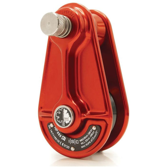 ISC RIGGING PULLEY FOR UP TO 13MM ROPE 100KN SMALL RED WITH GREY WHEEL