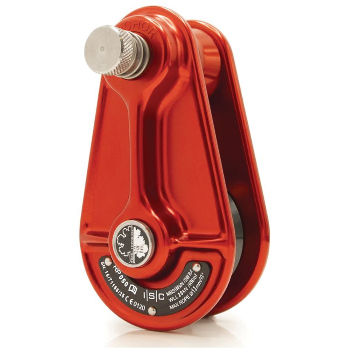 ISC RIGGING PULLEY FOR UP TO 13MM ROPE 100KN SMALL RED WITH GREY WHEEL