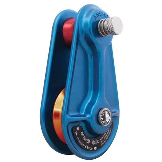 ISC RIGGING PULLEY FOR UP TO 16MM ROPE 150KN MEDIUM BLUE WITH ORANGE WHEEL