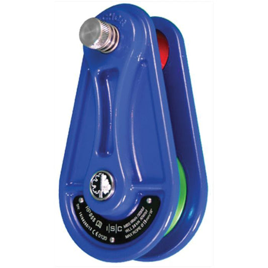 ISC RIGGING PULLEY FOR UP TO 20MM ROPE 150KN MEDIUM BLUE WITH GREEN WHEEL