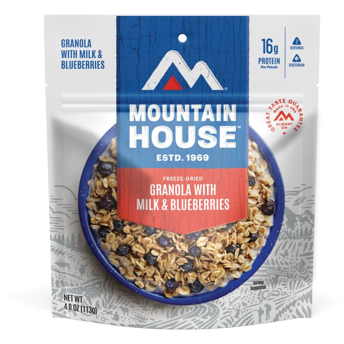 MOUNTAIN HOUSE GRANOLA WITH MILK AND BLUEBERRIES CLEAN LABEL