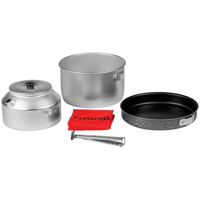 TRANGIA CAMPING SET - 2L SAUCEPAN - .9L KETTLE - NON STICK FRY PAN