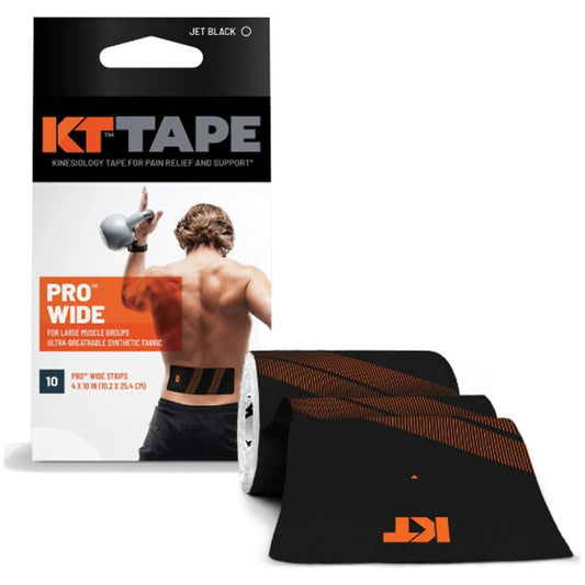 KT TAPE PRO WIDE 10 STRIP 10" PRECUT BLACK