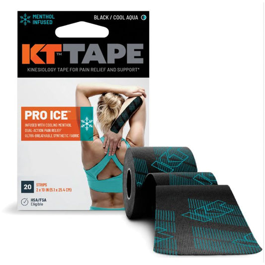 KT TAPE PRO ICE 20 STRIP 10" PRECUT BLACK