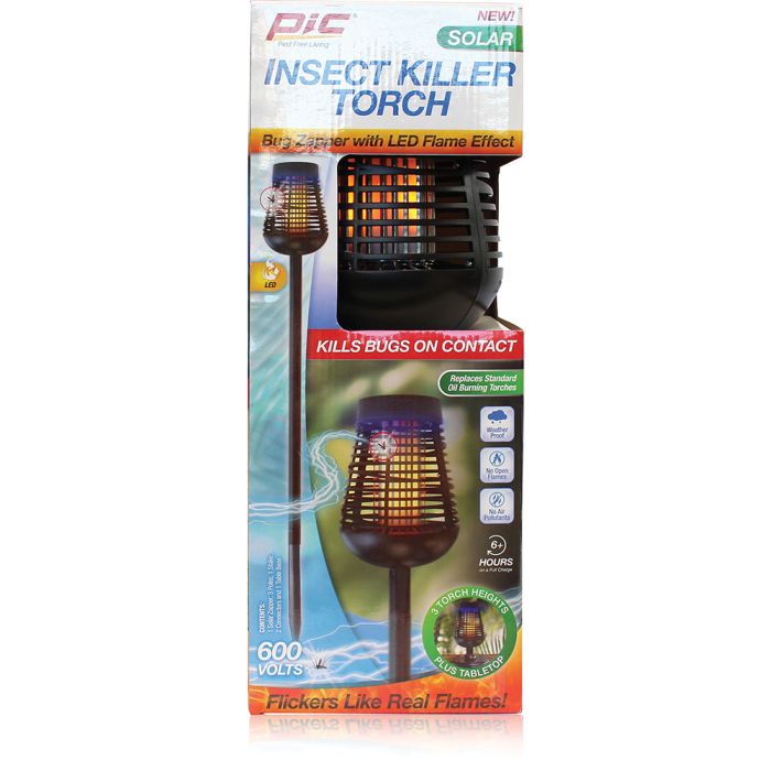 PIC CORP SOLAR BUG ZAPPER TORCH WITH FLAMING LED