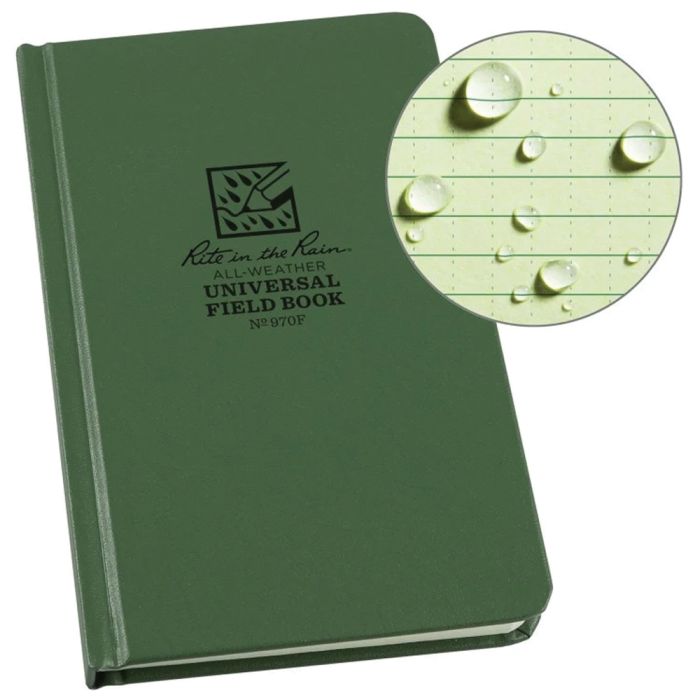 RITE IN THE RAIN HARD COVER BOOK GREEN 4.75 X 7.5