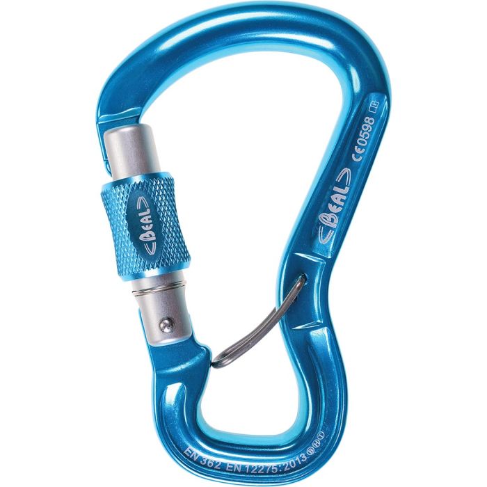 BEAL BELAY EXPRESS SCREW GATE BELAY CARABINER - BLUE