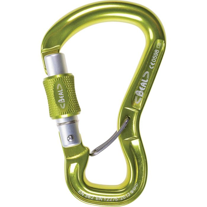 BEAL BELAY EXPRESS SCREW GATE BELAY CARABINER - GREEN