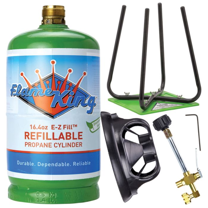 FLAME KING REFILL PROPANE KIT - REFILL VALVE AND 1L CANISTER