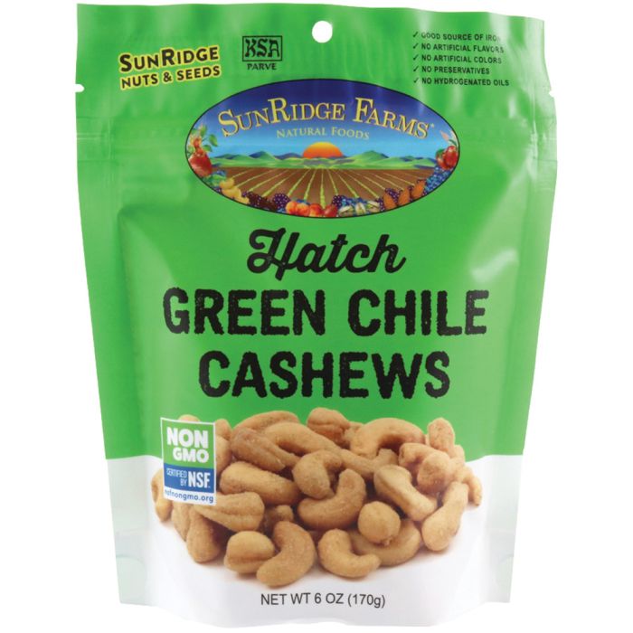 SUNRIDGE FARMS CASHEWS NEW MEXICO HATCH GREEN CHILE ROASTED 6 OZ