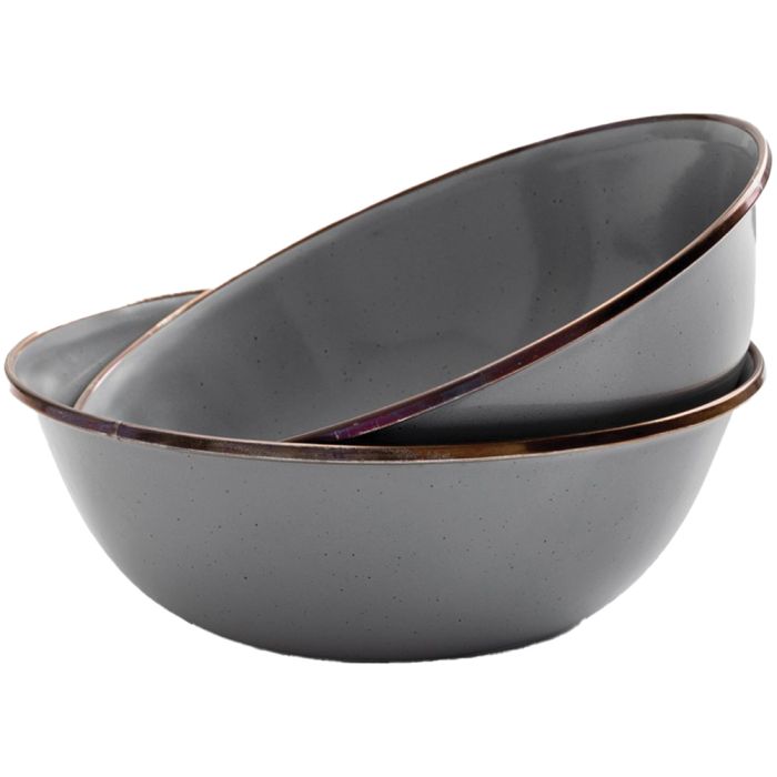 BAREBONES ENAMEL BOWL SET SLATE GRAY