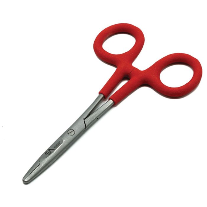 SCIENTIFIC ANGLERS TAILOUT SCISSOR CLAMP 5.75" STAINLESS/RED