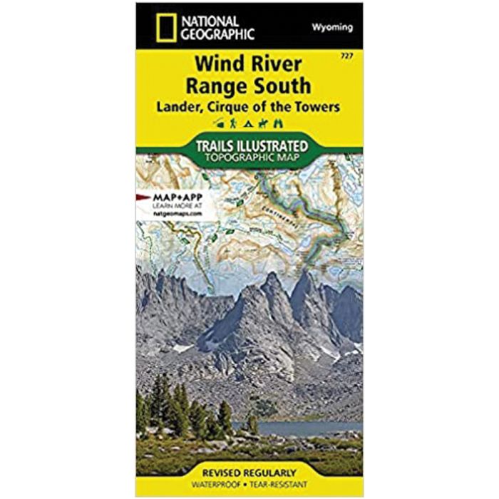 NATIONAL GEOGRAPHIC WIND RIVER RANGE SOUTH MAP [LANDER, CIRQUE OF THE TOWERS]