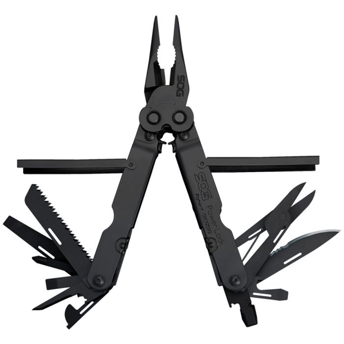 SOG POWERLOCK W/ SCISSORS NYLON SHEATH BLACK OXIDE - CLAM PACK