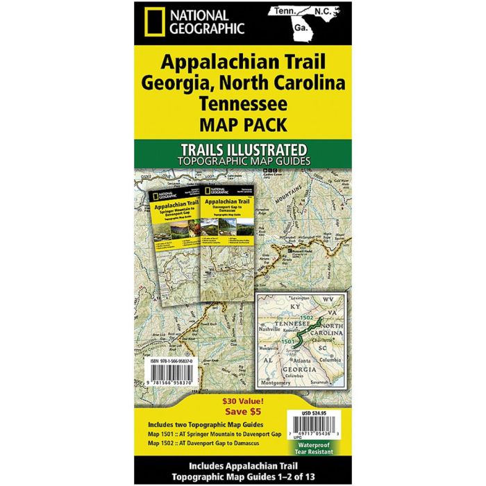 NATIONAL GEOGRAPHIC APPALACHIAN TRAIL GA, NC, TN MAP PACK