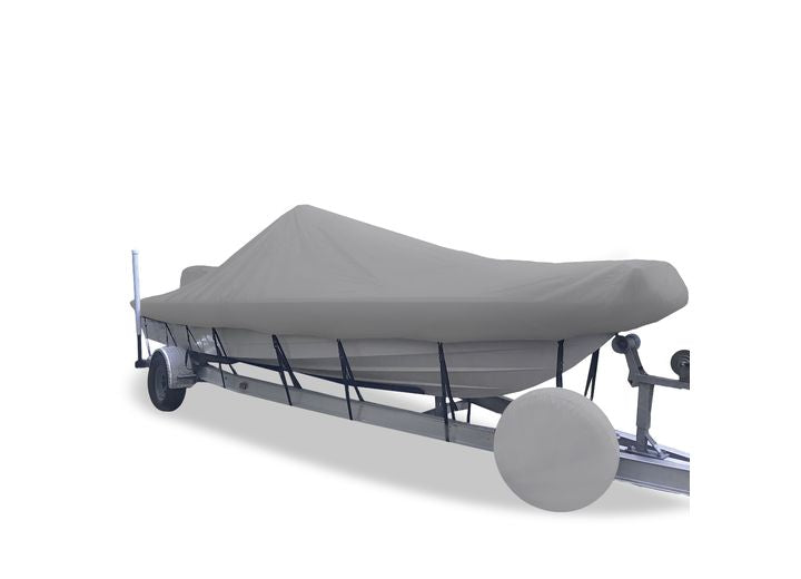 Carver Boat Covers BOAT COVER VHULL CC SHALLOW DRAFT BAY STYLE O/B 19 ;MIST GRAY