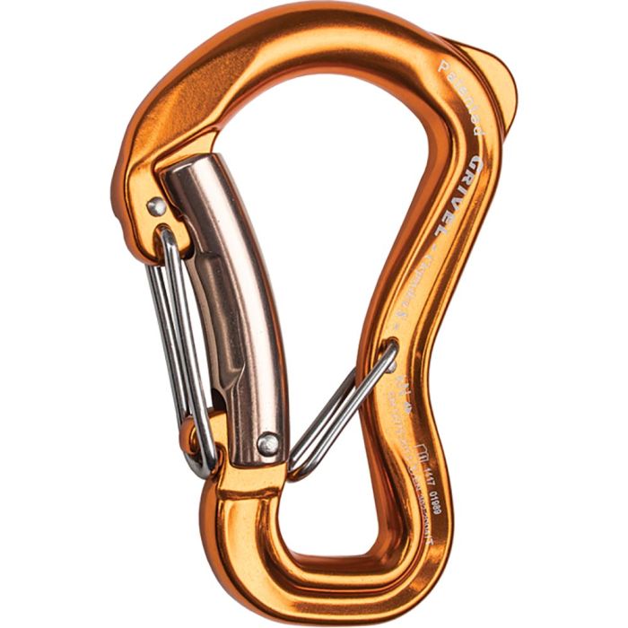 GRIVEL SMALL CLEPSYDRA TWIN GATE LOCKING CARABINER GOLD