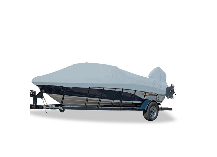 Carver Boat Covers BOAT COVER VHULL RUNABOUT O/B 17 ;W/WINDHSIELD & BOW RAILS ;SLATE GRAY