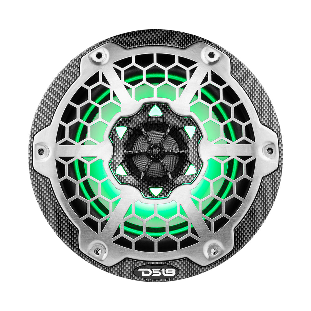 DS18 HYDRO 6.5" 2-Way Marine Speakers w/RGB LED Lights 375W - Black Carbon Fiber [CF-65]