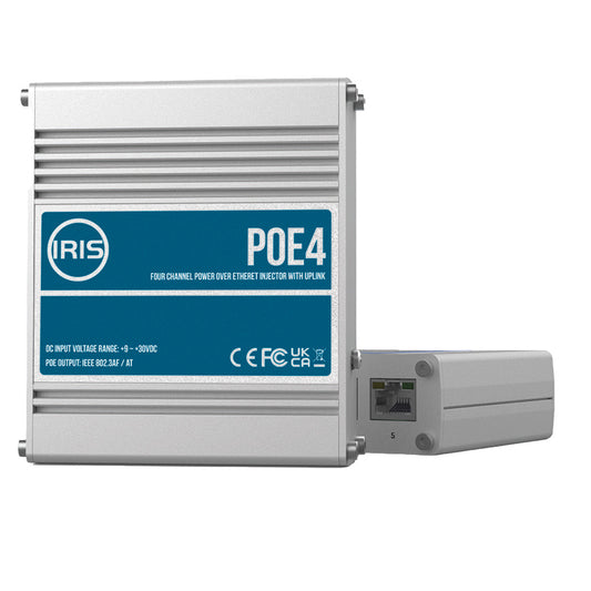 Iris Four Channel Uplink Power Over Ethernet Switch - IEEE802.3af  3at Compliant - 9-30VDC Input - 48VDC Output [POE4V2]