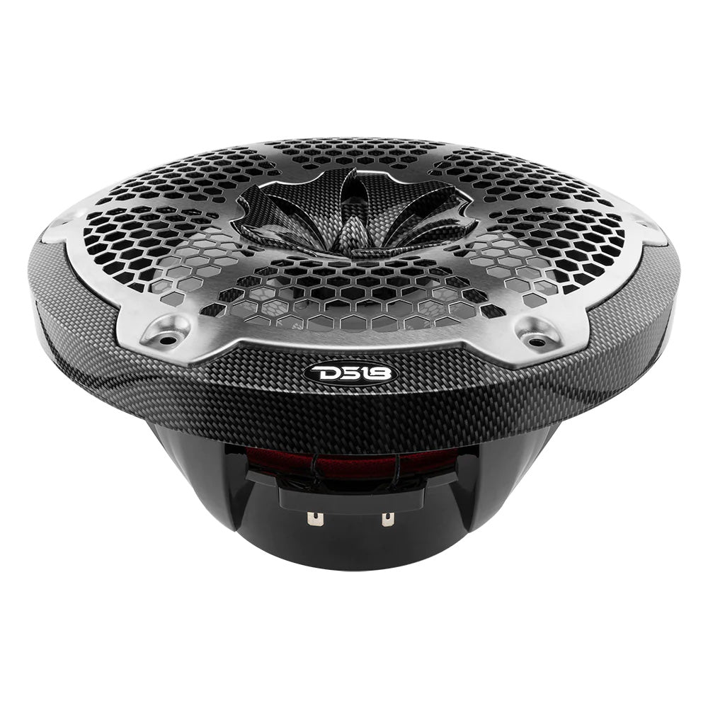 DS18 HYDRO 10" 2-Way Speakers w/Bullet Tweeter  Integrated RGB LED Lights - Carbon Fiber [CF-10M]