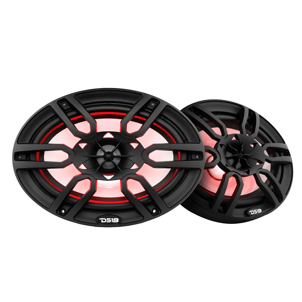 DS18 HYDRO 6 x 9" 2-Way Marine Speakers w/Integrated RGB LED Lights - 375W - Black [NXL-69/BK]