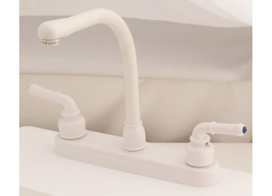 American Brass 8IN PLSTC KIT HI-RISE SPT W/ LVR HDLS WHT