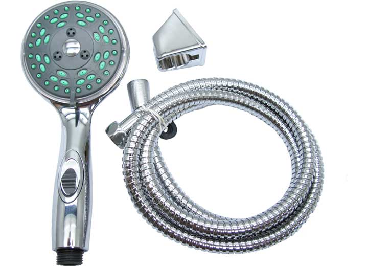 American Brass DELUXE 5-FUNCTION MASSAGING SHOWER HEAD, METAL HOSE & BRKT, PRESSURE ASSIST, WAT
