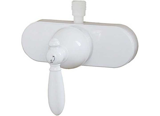 American Brass 4IN SINGLE LEVER, SHOWER VALVE W/ DECORATIVE LEVER HDL & VAC BRK, WHITE FINISH