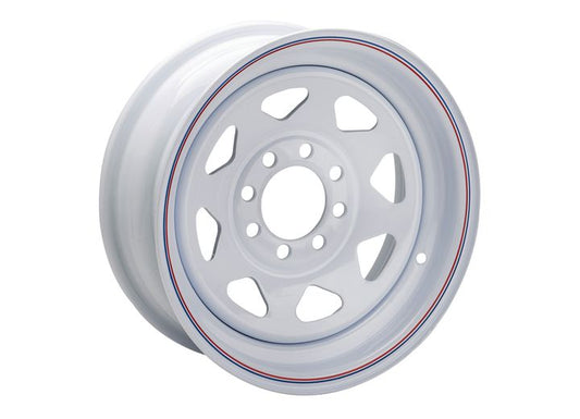 Americana Tire and Wheel 16X6 SPK 8H-6.5 WHITE W/STRIPES (IMPORT) STEEL WHEEL