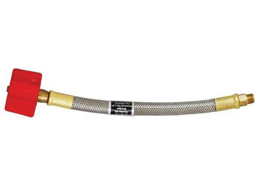 AP Products HIGH FLOW RED NUT STAINLESS STEEL PIGTAIL 24 LENGTH