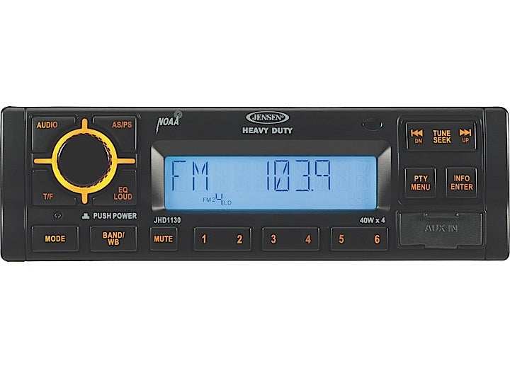 ASA Electronics/Advent Air/Voyager/Jensen RV-Marine/Polk/Klipsch JENSEN HEAVY-DUTY AM/FM/WB RADIO, FRONT AUX-IN