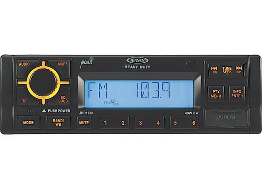 ASA Electronics/Advent Air/Voyager/Jensen RV-Marine/Polk/Klipsch JENSEN HEAVY-DUTY AM/FM/WB RADIO, FRONT AUX-IN