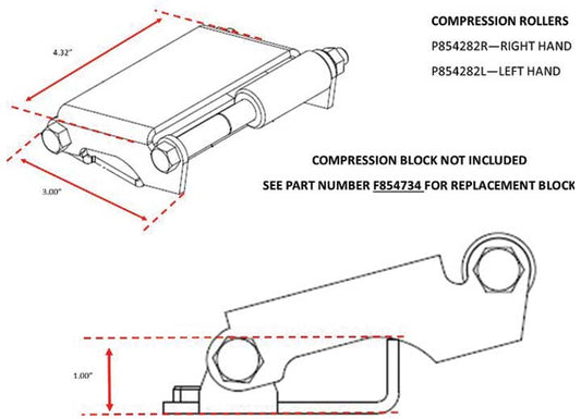 BAL RV Products COMPRESSION ROLLER ASSEMBLY - LEFT HAND FOR FLUSH FLOOR
