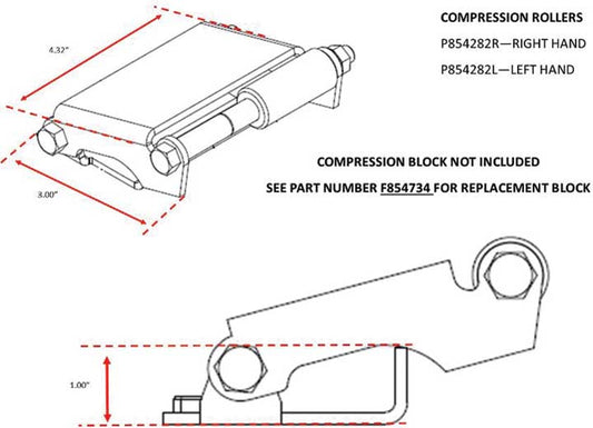 BAL RV Products COMPRESSION ROLLER ASSEMBLY - RIGHT HAND FOR FLUSH FLOOR