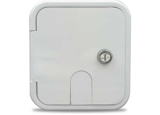 B&B Molders CITY WATER HATCH W/PLASTIC CHECK VALVE, KEY, POLAR WHITE