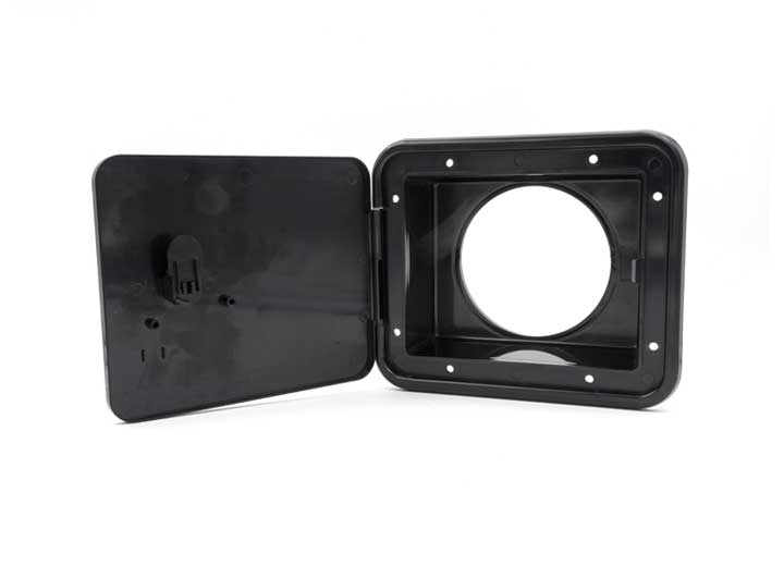 B&B Molders SEWER HOSE/STORAGE HATCH, THUMB LOCK, BLACK