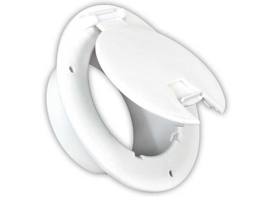 B&B Molders DELUXE ROUND ELECTRICAL CABLE HATCH W/O BACK, POLAR WHITE