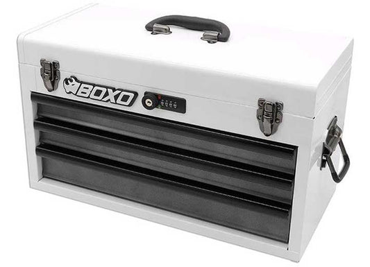 Boxo Tools 3-DRAWER PORTABLE STEEL TOOL BOX, WHITE