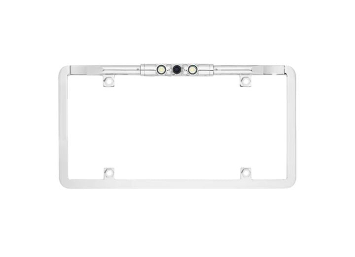 Boyo/Vision Tech ULTRA SLIM FULL-FRAME LICENSE PLATE MOUNTED BACKUP CAMERA W/TRAJECTORY PARK LINES & LED LIGHTS;CHRM